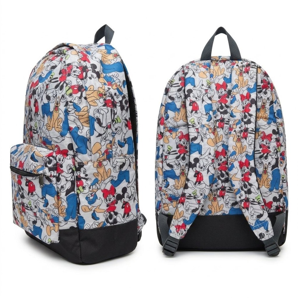 Disney Store Mickey Mouse Backpack School Adult Minnie, Goofy, Donald, Pluto AOP